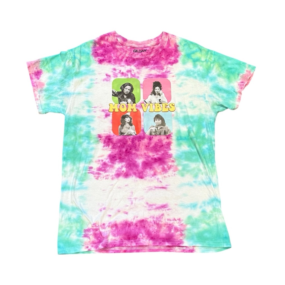 Upcycled Mom Vibes Tie Dye T-Shirt Retro Graphic Tee 90s TV Roseanne Boho